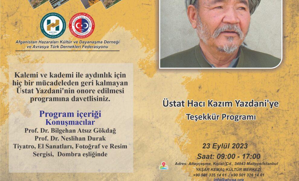 Hacı Kazem Yazdani’ye onore edilmesi programına davet